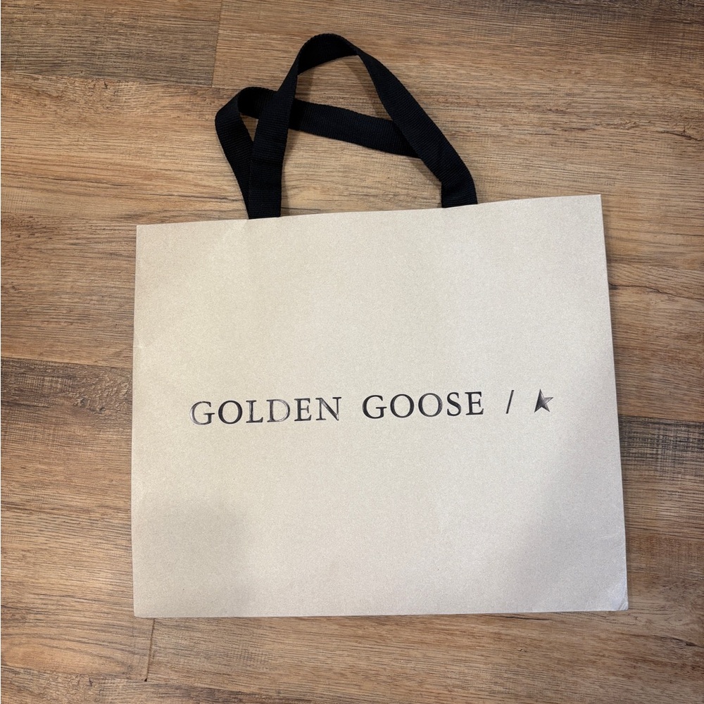 Golden Goose Beige Shopping Bag with Black Text